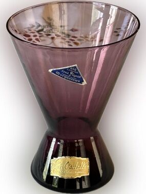 MCM Morgantown Glass Amethyst Brandy/Slant Glass With Original Labels.